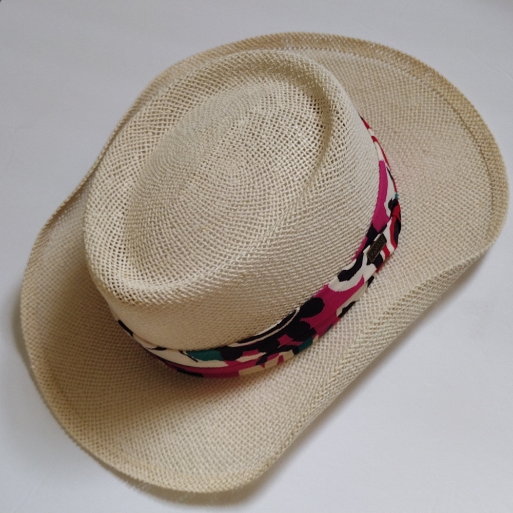 Kangol Unisex Straw Panama Hat w/ Colorful Linen Band EUC - Picture 3 of 16